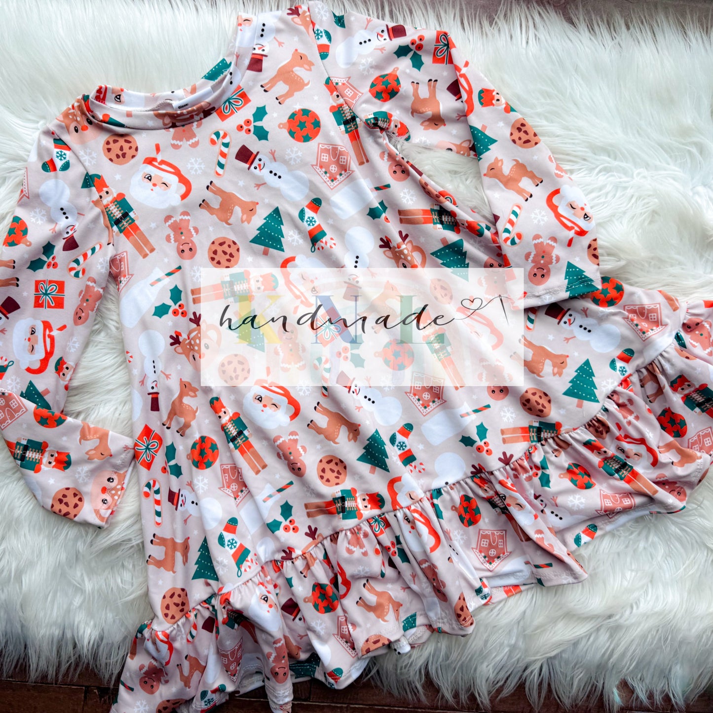 5t long sleeve ruffle dress