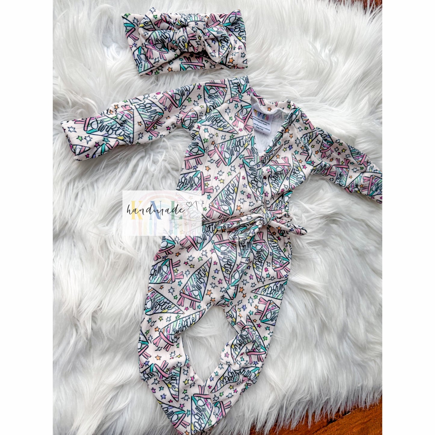 Custom Kimono Romper + Hat/Bow Print ONLY