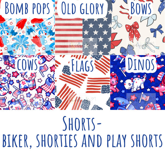 Patriotic- Shorts (shorties, biker shorts and play shorts )
