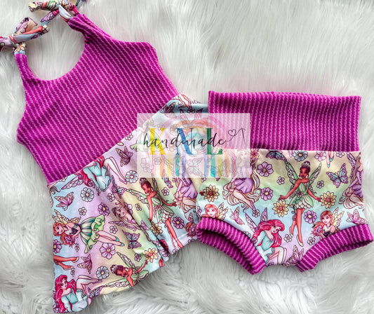 9-12m peplum + matching bummies SET RTS
