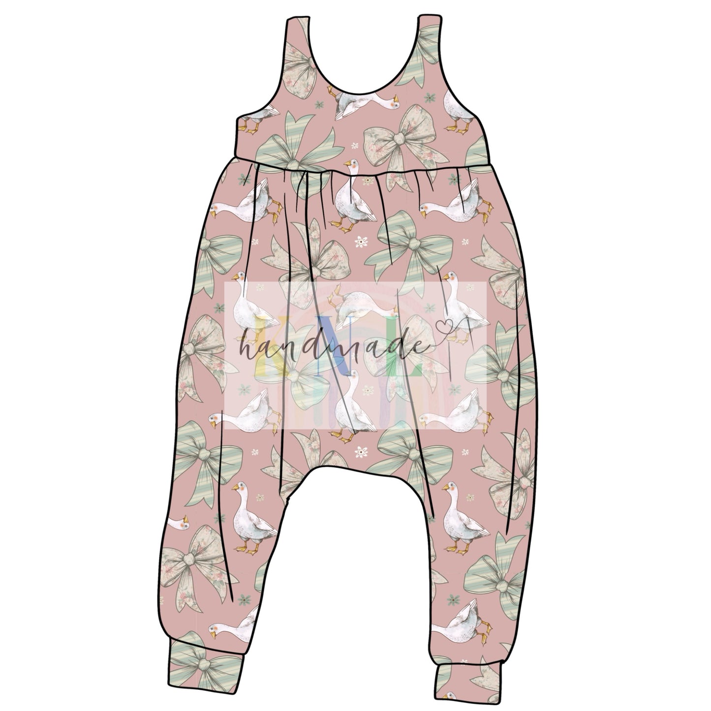 Bow Goose Clover Romper