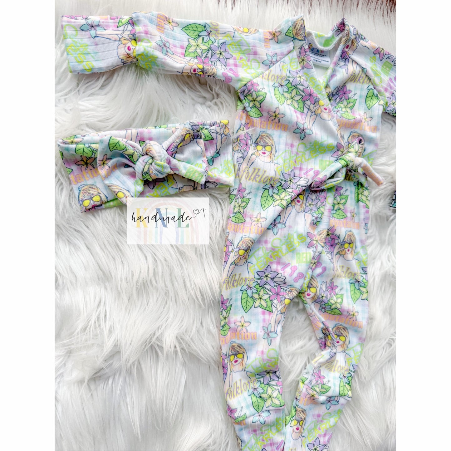 Custom Kimono Romper + Hat/Bow Print ONLY