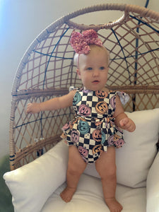 Checks & Jack-O-Lanterns Romper
