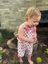 Load image into Gallery viewer, Groovy Checkers Reversible Overall Romper