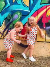 Load image into Gallery viewer, Groovy Checkers Reversible Overall Romper
